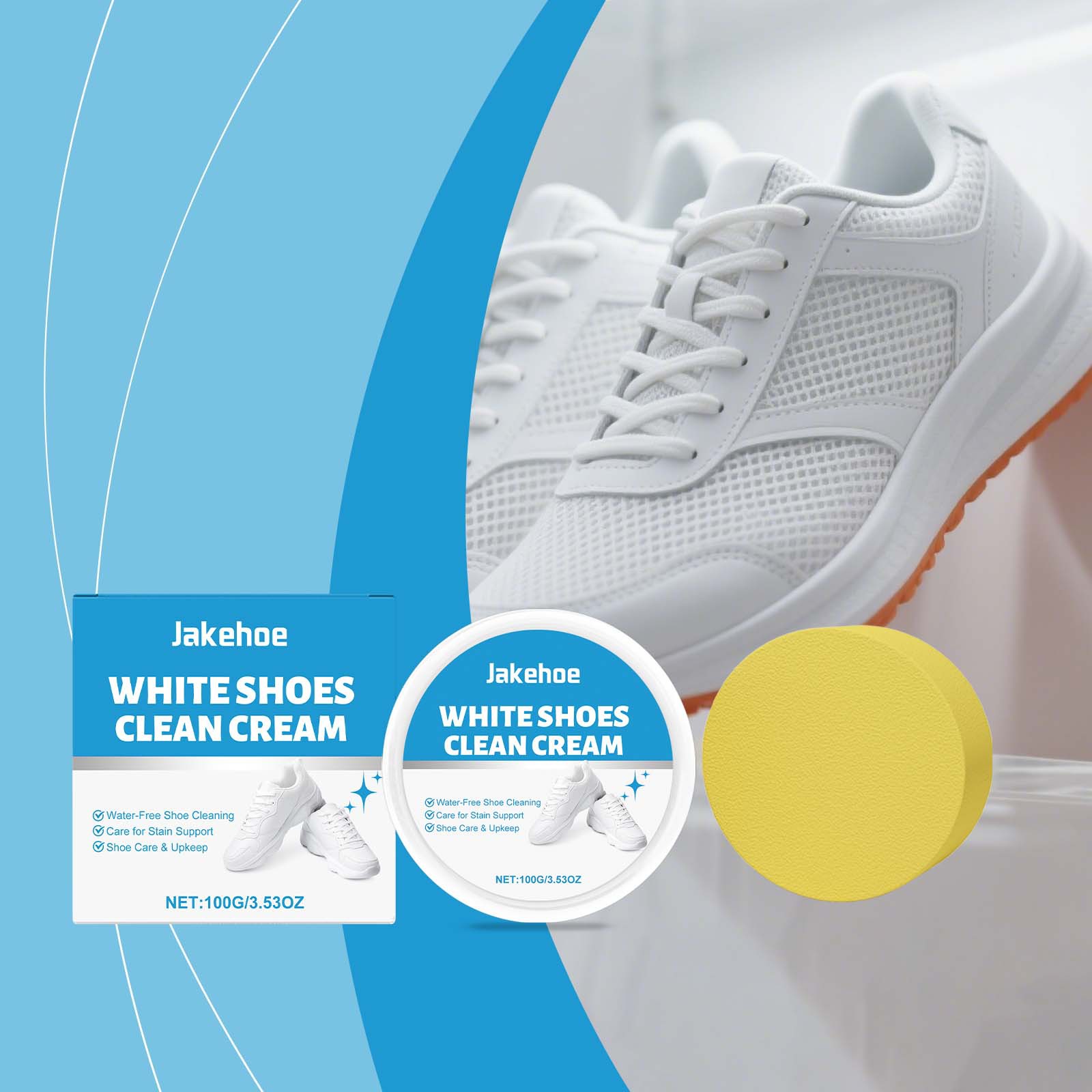 Sneaker Care Whitener - Crème Nettoyante Blanche pour Chaussures, Détachant